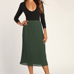 Lulus Please Me Green Pleated Midi Skirt - Size L
